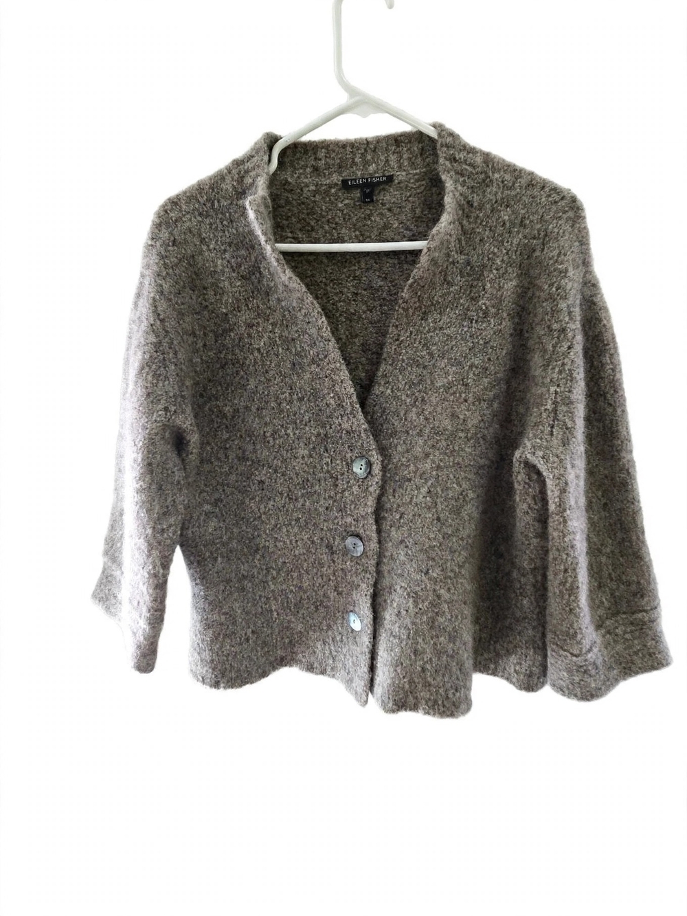 EILEEN FISHER XL Baby Alpaca Boucle Boxy Cropped Cardigan